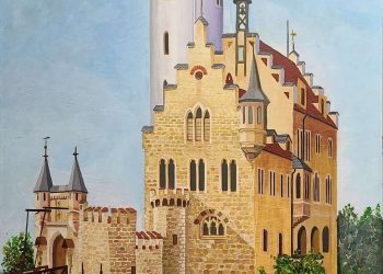 قلعة ليشتنشتاين  المانيا 60×80 Die Burg Lichtenstein in Deutschland  Gemalt von mir / بريشة الفنان محمود خالدي