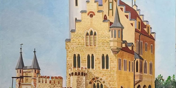 قلعة ليشتنشتاين  المانيا 60×80 Die Burg Lichtenstein in Deutschland  Gemalt von mir / بريشة الفنان محمود خالدي